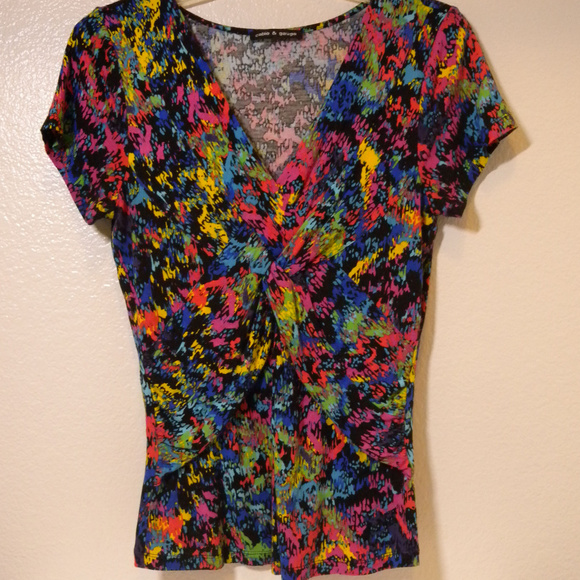 Cable & Gauge Tops - Cable & Gauge Bright Print Blouse